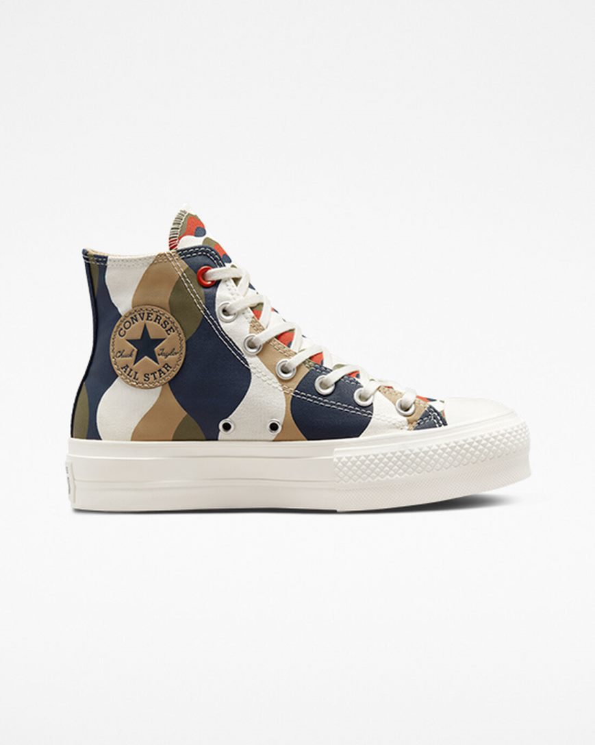 Women\'s Converse Chuck Taylor All Star Lift Twisted Classics High Top Platform Shoes Obsidian / Khaki | AU C4980F